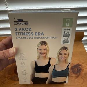 Crane 2 Pack Fitness Bra - Black and turquoise